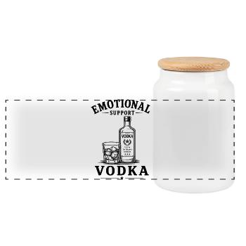 Emotional Support Vodka - Panoramic Cookie Jar with Wooden Lid - white - Front