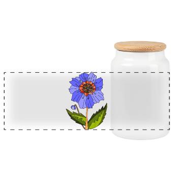 Blume - Panorama Keksdose mit Holzdeckel - Weiß - Vorne
