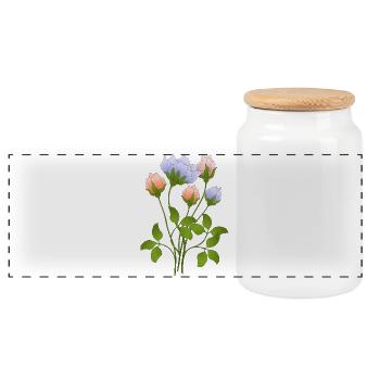 Blumen - Panorama Keksdose mit Holzdeckel - Weiß - Vorne