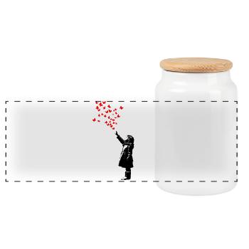 Schmetterlinge im Banksy-Stil - Panorama Keksdose mit Holzdeckel - Weiß - Vorne