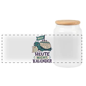 Heute nicht Kalender - Panorama Keksdose mit Holzdeckel - Weiß - Vorne