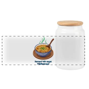 Schwäbische Ramen: Mir sagat Flädlessupp! - Panorama Keksdose mit Holzdeckel - Weiß - Vorne