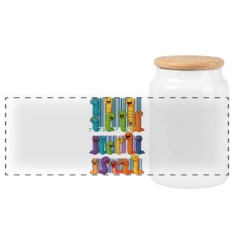 Bunte Wurm-Barcode-Kollektion - Panorama Keksdose mit Holzdeckel - Weiß - Vorne