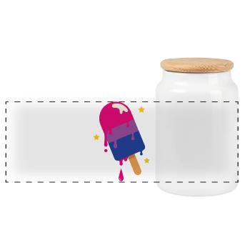 Pride Month LGBTQ - Bisexual - Panoramic Cookie Jar with Wooden Lid - white - Front