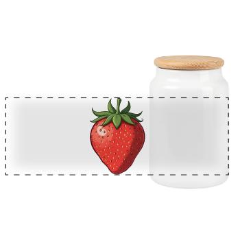 Fraise - Boîte à biscuits avec couvercle en bois - blanc - Devant