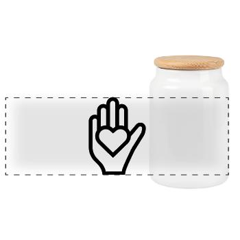 Main coeur - Boîte à biscuits avec couvercle en bois - blanc - Devant