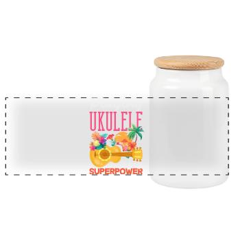 Playing Ukulele Is My Superpower Hawaii Musiker - Panorama Keksdose mit Holzdeckel - Weiß - Vorne