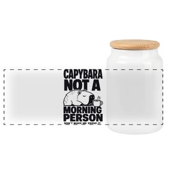 Capybara Morning Person Funny Quote - Panorama Keksdose mit Holzdeckel - Weiß - Vorne