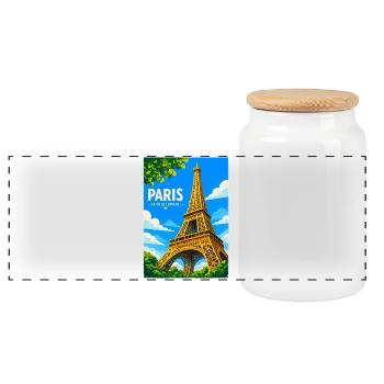 Paris Ville Lumière - Boîte à biscuits avec couvercle en bois - blanc - Devant