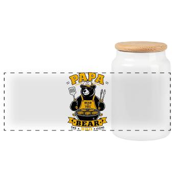 Papa Bear BBQ Grill Master - Panoramic Cookie Jar with Wooden Lid - white - Front