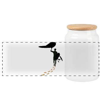 Wingfoiler with footsteps - Panoramic Cookie Jar with Wooden Lid - white - Front