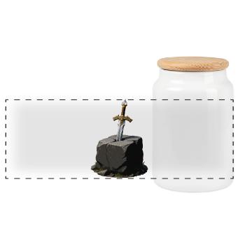 Sword in Rock Excalibur - Panoramic Cookie Jar with Wooden Lid - white - Front