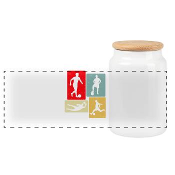 Football retro - Panoramic Cookie Jar with Wooden Lid - white - Front
