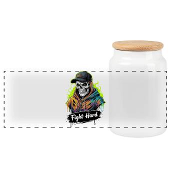 FIGHT HARD - Boîte à biscuits avec couvercle en bois - blanc - Devant