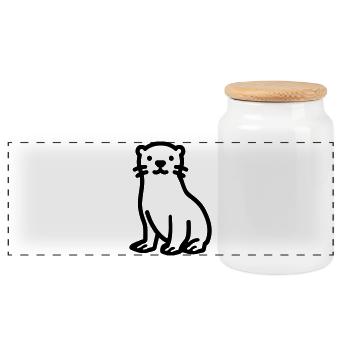 otter - Panoramic Cookie Jar with Wooden Lid - white - Front
