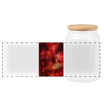 Red light noisy neon - Panoramic Cookie Jar with Wooden Lid - white - Front