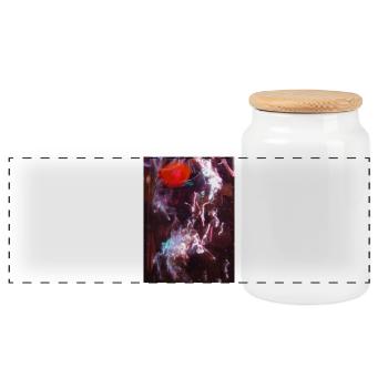 Neon Fluid Reflection - Panoramic Cookie Jar with Wooden Lid - white - Front