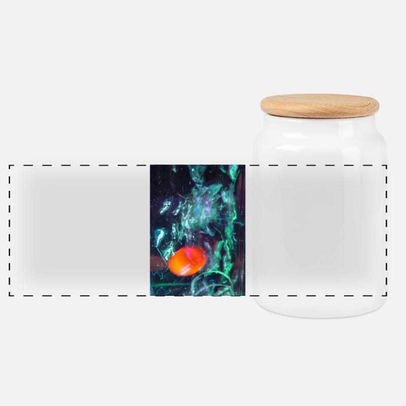 Neon-Nebel mit orangefarbenem Kern - Panorama Keksdose mit Holzdeckel - Weiß