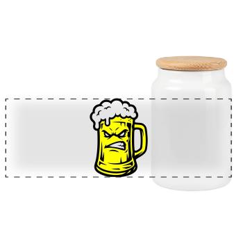 Bier Comic - Panorama Keksdose mit Holzdeckel - Weiß - Vorne