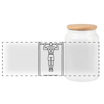 Calisthénie Entraînement au poids du corps Fitness Force - Boîte à biscuits avec couvercle en bois - blanc - Devant