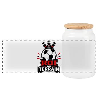Roi du Terrain - Football Champion - Boîte à biscuits avec couvercle en bois - blanc - Devant