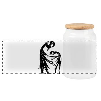 Figures abstraites s’embrassent créativement - Boîte à biscuits avec couvercle en bois - blanc - Devant