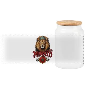 Royal Lion of Morocco - t-shirt template - Panoramic Cookie Jar with Wooden Lid - white - Front