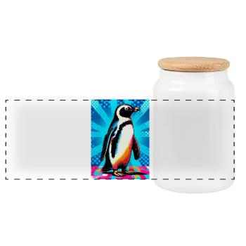 pingouin - Boîte à biscuits avec couvercle en bois - blanc - Devant