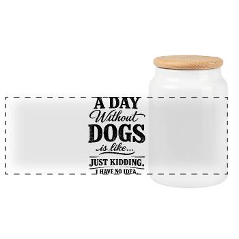 Humor Dog Quote Funny Animals Gift - Panoramic Cookie Jar with Wooden Lid - white - Front