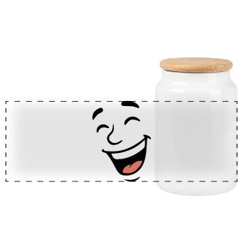 Face Laugh - Panoramic Cookie Jar with Wooden Lid - white - Front