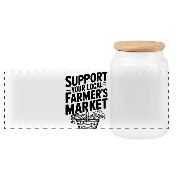 Soutenez votre marché fermier local - Boîte à biscuits avec couvercle en bois - blanc - Devant
