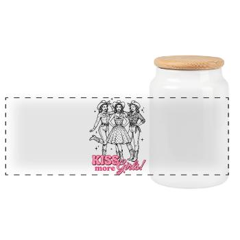 Mois de la fierté LGBTQ - Embrasser plus de filles - Boîte à biscuits avec couvercle en bois - blanc - Devant