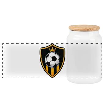 Royal football shield with crown - Panoramic Cookie Jar with Wooden Lid - white - Front