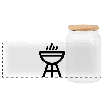 Barbecue - Panoramic Cookie Jar with Wooden Lid - white - Front