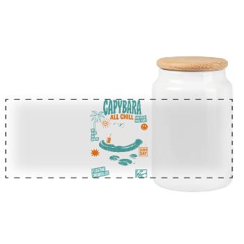 Capybara Tout détendu Animal drôle - Boîte à biscuits avec couvercle en bois - blanc - Devant