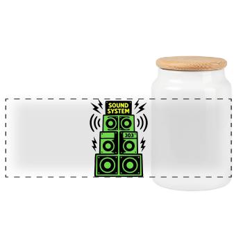 Soundsystem Lautsprecher Techno Festival DJ - Panorama Keksdose mit Holzdeckel - Weiß - Vorne