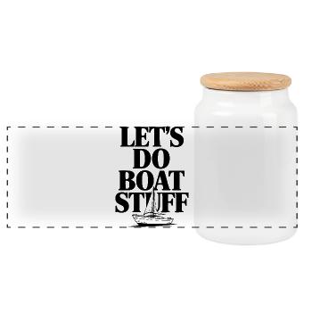 Let's Do Boat Stuff - Panoramic Cookie Jar with Wooden Lid - white - Front
