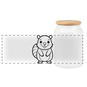 Beaver - Panoramic Cookie Jar with Wooden Lid - white - Front