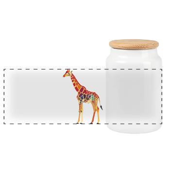 Motif vibrant des couleurs de girafes - Boîte à biscuits avec couvercle en bois - blanc - Devant