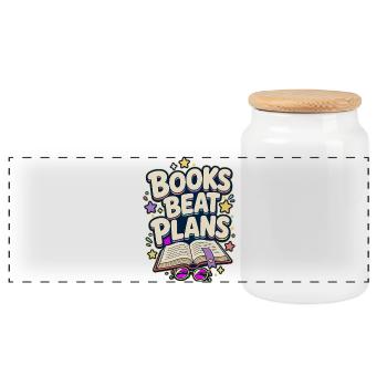 BOOKS BEAT PLANS Nickerchen - Panorama Keksdose mit Holzdeckel - Weiß - Vorne