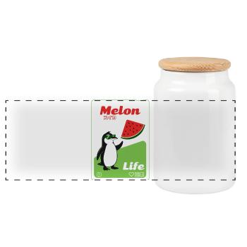Melon Life Pinguin - Panorama Keksdose mit Holzdeckel - Weiß - Vorne