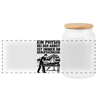 berufsverkehr physio - Panorama Keksdose mit Holzdeckel - Weiß - Vorne