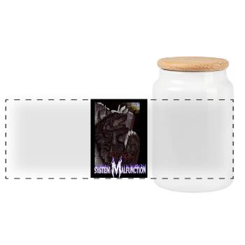 Dysfonctionnement système Cyberpunk Glitchcore Graphic Te - Boîte à biscuits avec couvercle en bois - blanc - Devant