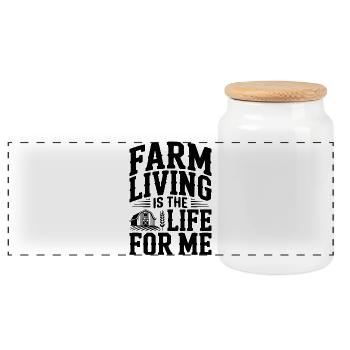 Farm Living Is The Life For Me - Panoramic Cookie Jar with Wooden Lid - white - Front