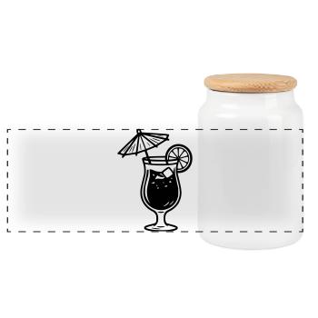 cocktail - Panoramic Cookie Jar with Wooden Lid - white - Front