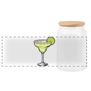 Illustration en verre de Margarita au citron vert - Boîte à biscuits avec couvercle en bois - blanc - Devant