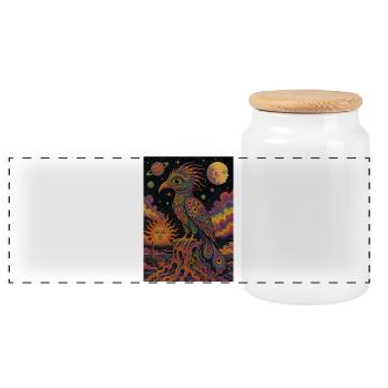 Phénix psychédélique cosmique - Boîte à biscuits avec couvercle en bois - blanc - Devant