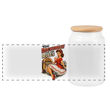 Pin-Up Rockabilly : style rétro de diner des années 50 - Boîte à biscuits avec couvercle en bois - blanc - Devant