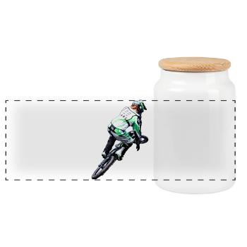 Neon NBMX Rider Action Print - Panoramic Cookie Jar with Wooden Lid - white - Front