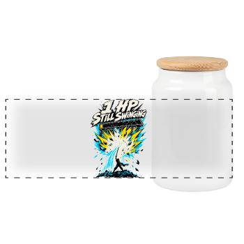 1 HP Still Swinging Fight HUD Challenge Momen - Panoramic Cookie Jar with Wooden Lid - white - Front